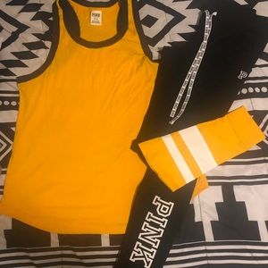 Pink leggings and tank top